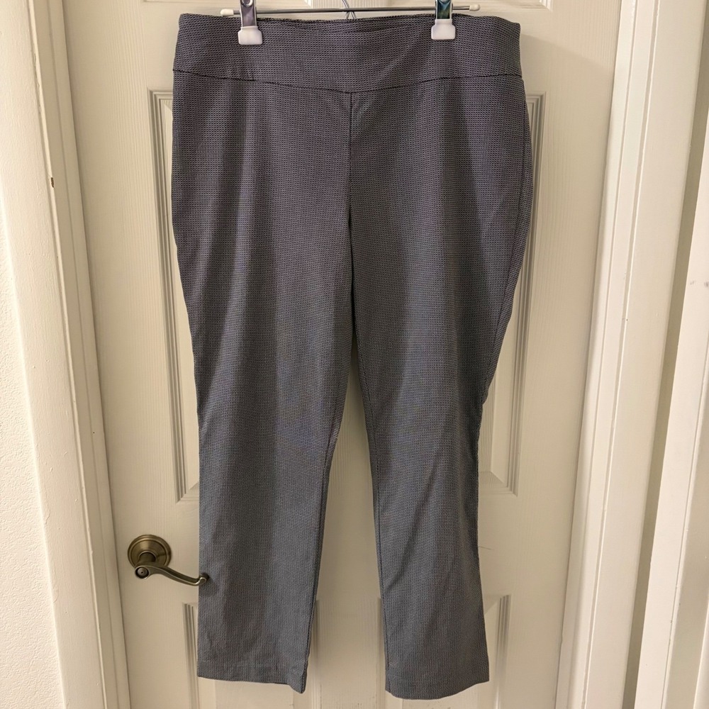 Hilary Radley Women's 16 Gray Textured Pull On Ankle Pants Stretch